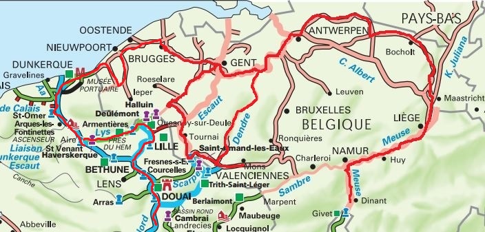 carte fluviale de Belgique